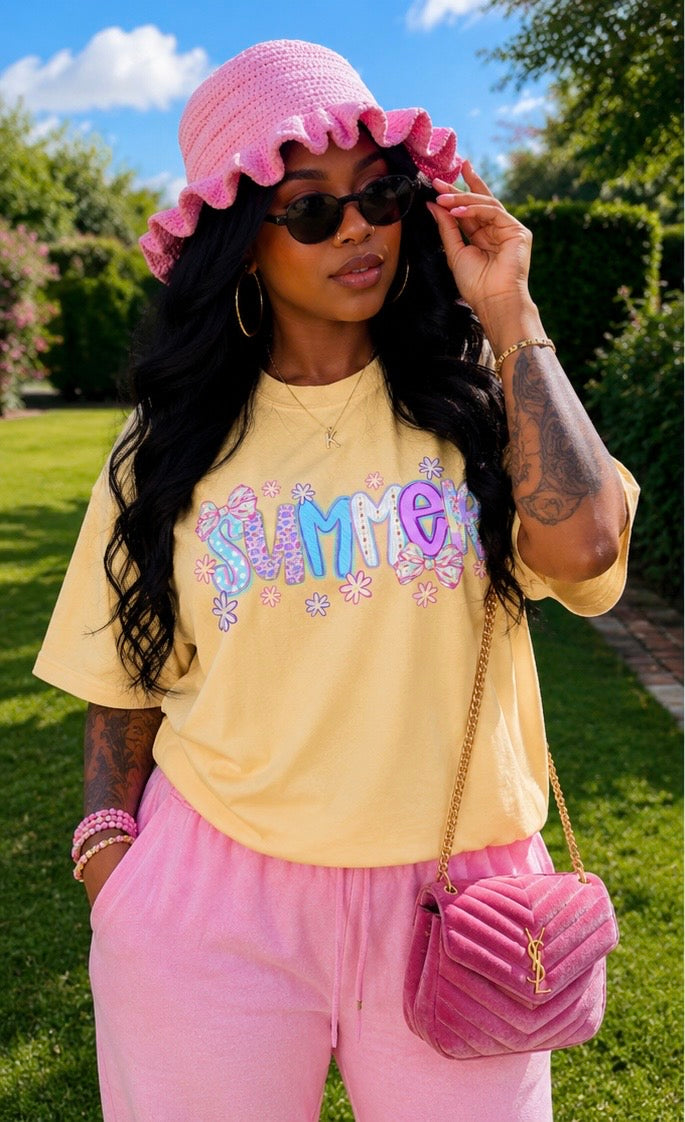 Summer Vibes Full Color DTF Transfer | Retro Pastel Boutique Shirt Design