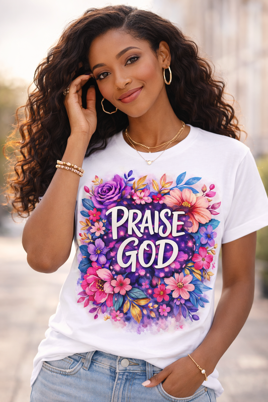 Praise God Floral DTF Transfer